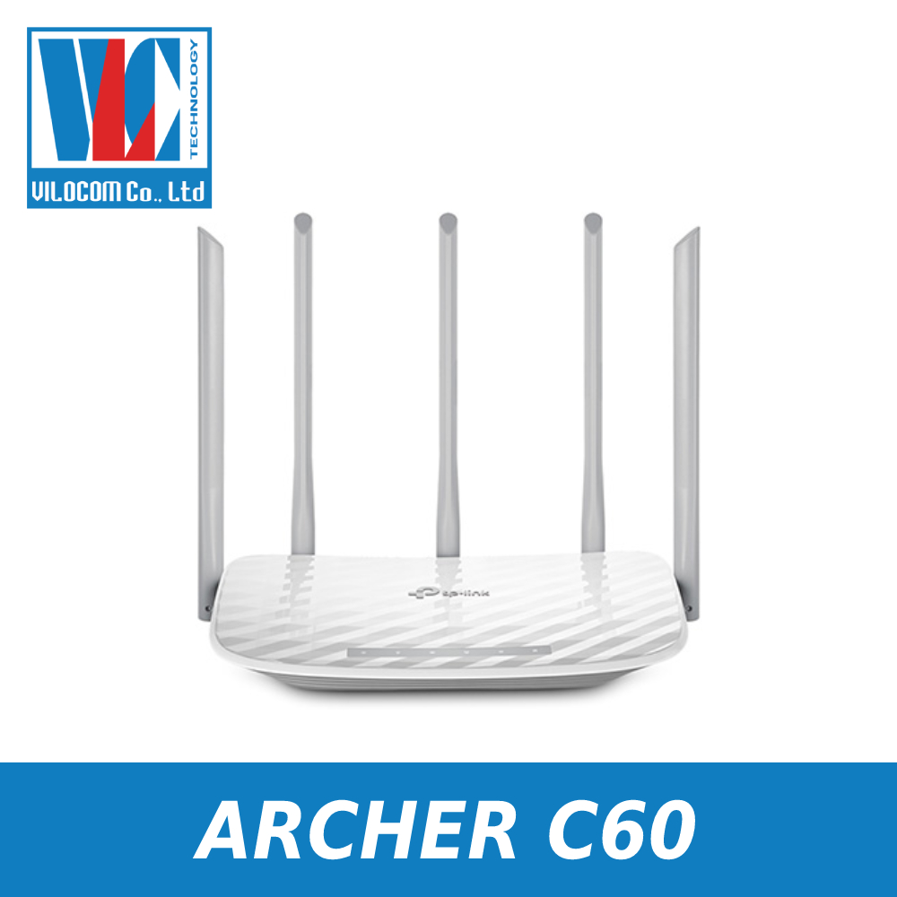 Bộ phát WiFi Băng tần kép AC1350 Mở Rộng Vùng Phủ Sóng TP-LINK Archer C60 - Hàng Chính Hãng