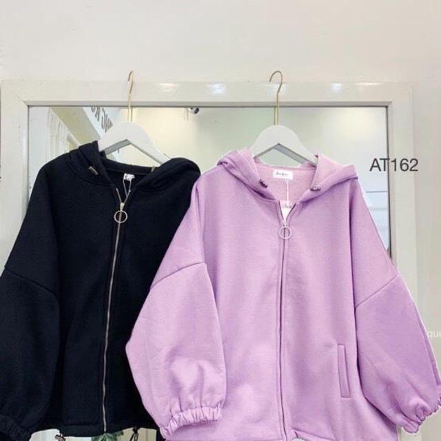 ÁO HOODIE TRƠN CÁNH DƠI CÓ KHOÁ KÉO TRÒN DUYÊN DÁNG
