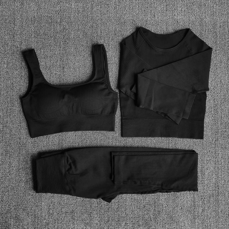 Bộ Yoga thể thao nữ bộ quần áo tập thể dục thể thao thể thao Legging liền mạch thể dục áo ngực áo choàng dài tay áo dài tay Color: BraPantsDarkPurple Size: S
