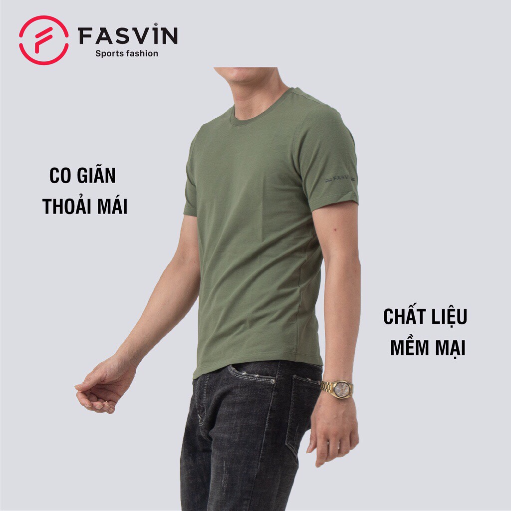  Áo thun nam Fasvin TS20218.HN ngắn tay không cổ vải cotton