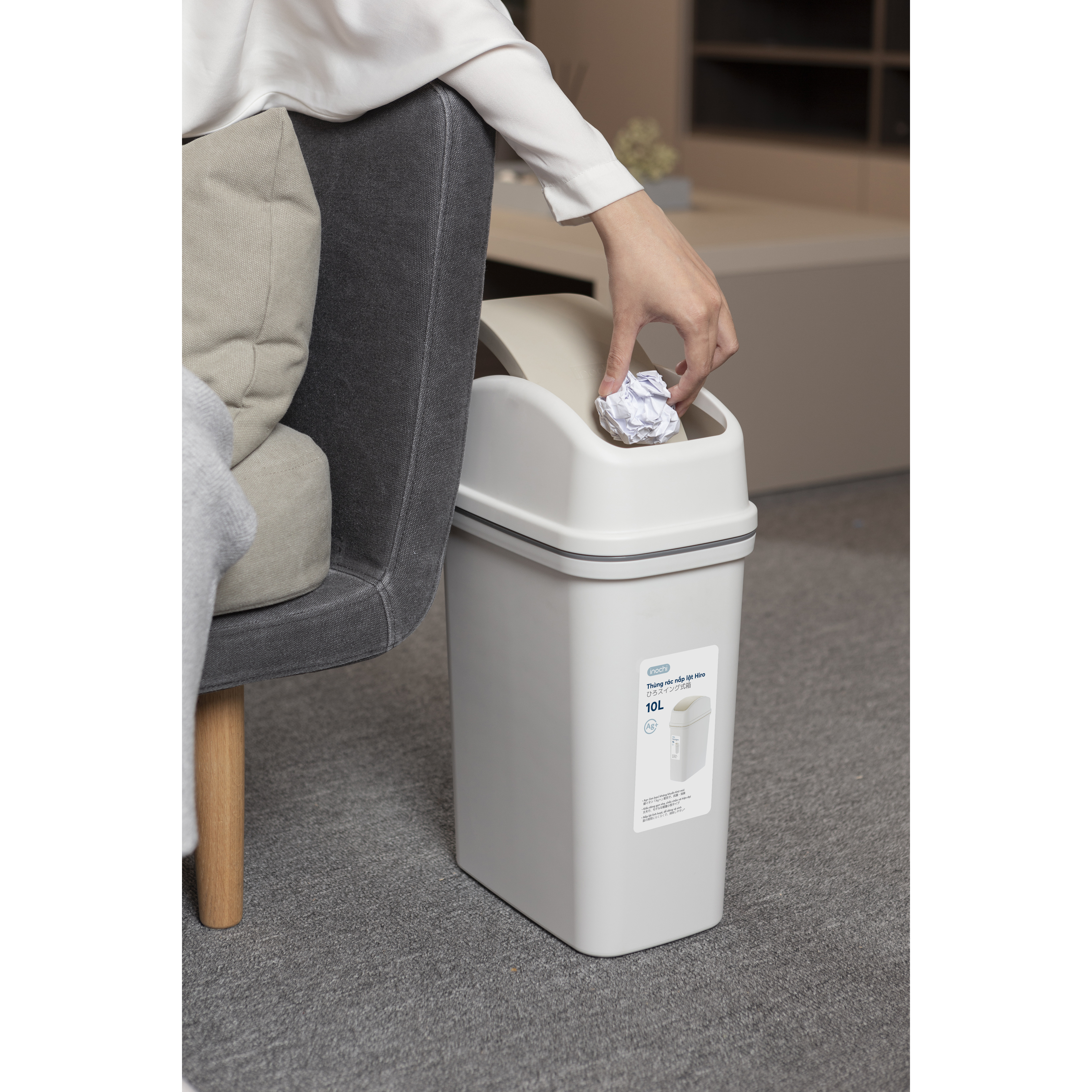 Thùng rác nắp lật Inochi Hiro 15L 