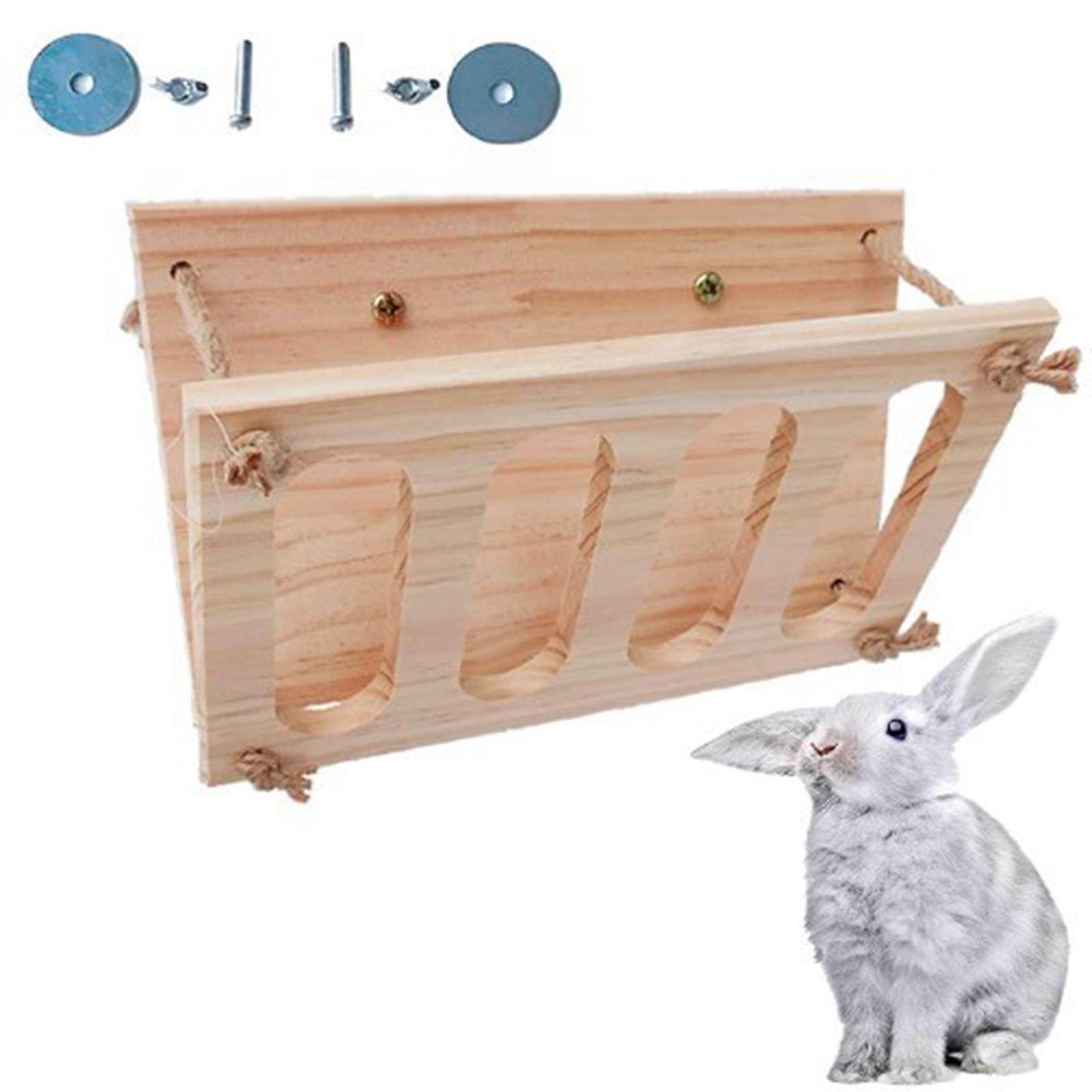 Durable Wood Rabbit Hay Feeder Food Manger Grass Holder Accessories Hamster