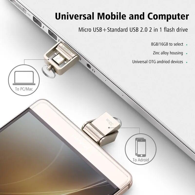 Ugreen UG30431US179TK 16GB USB 2.0 + MICRO USB hỗ trợ OTG cao cấp - HÀNG CHÍNH HÃNG