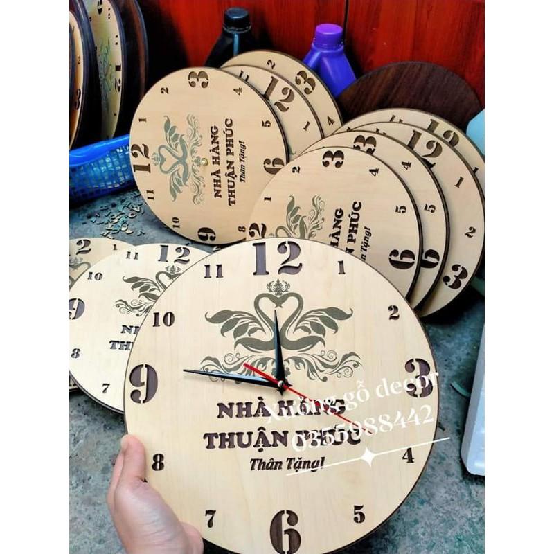 Đồng Hồ Quà Tặng Bằng Gỗ Khắc Logo Nội Dung Theo Yêu Cầu