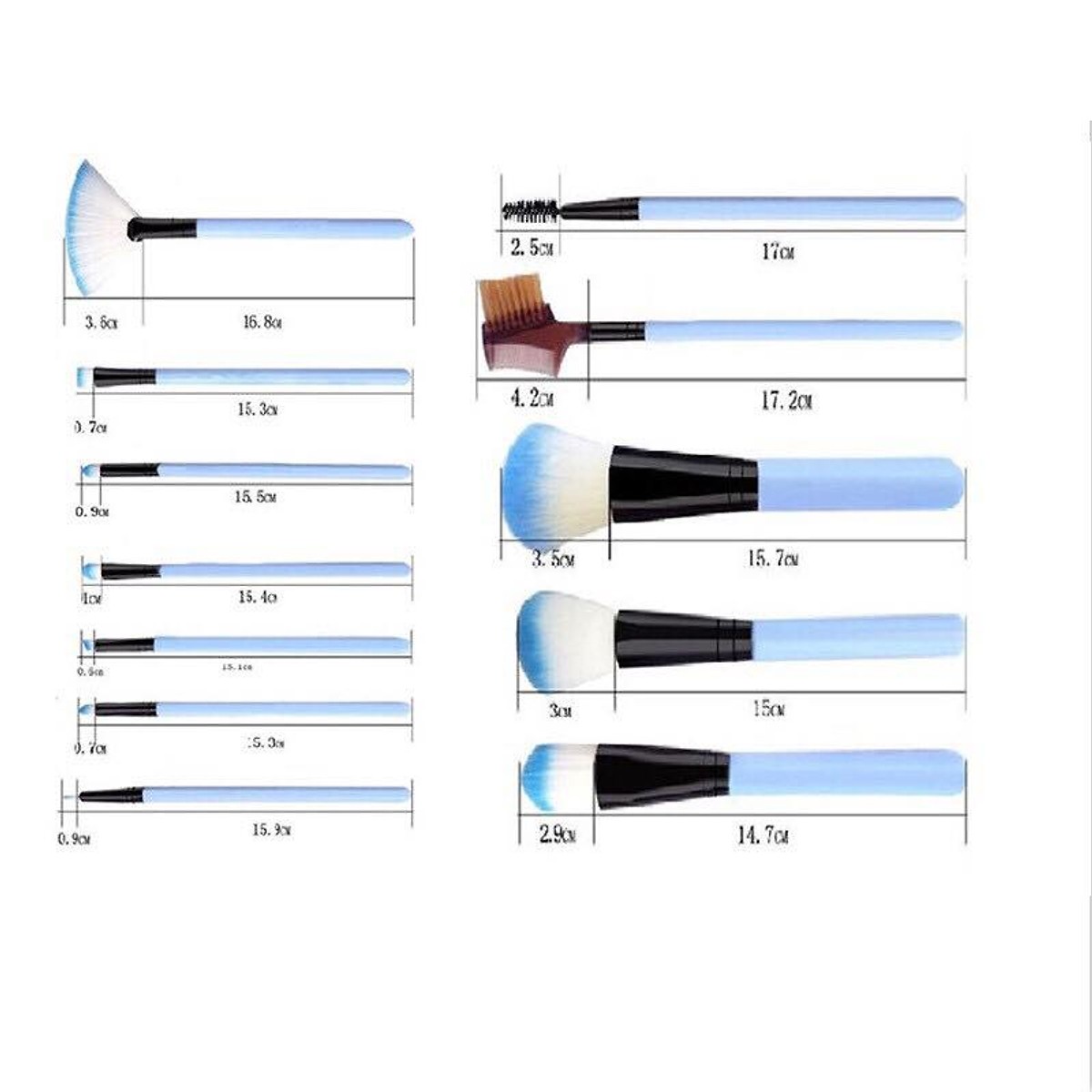 Bộ cọ trang điểm đa năng 12 cây có hộp ( màu xanh ) - [ Tặng dây cột tóc - màu ngẫu nhiên ]