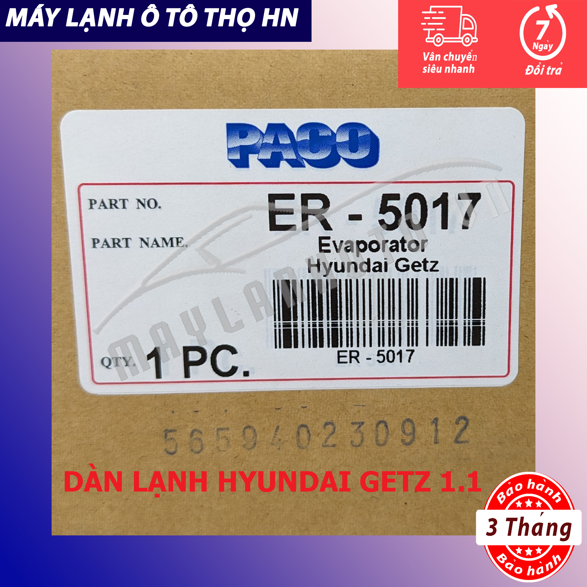 Dàn (giàn) lạnh Hyundai Getz 1.1 2006-2011 hàng xịn Thái Lan / Hàn Quốc (hàng chính hãng nhập khẩu trực tiếp)