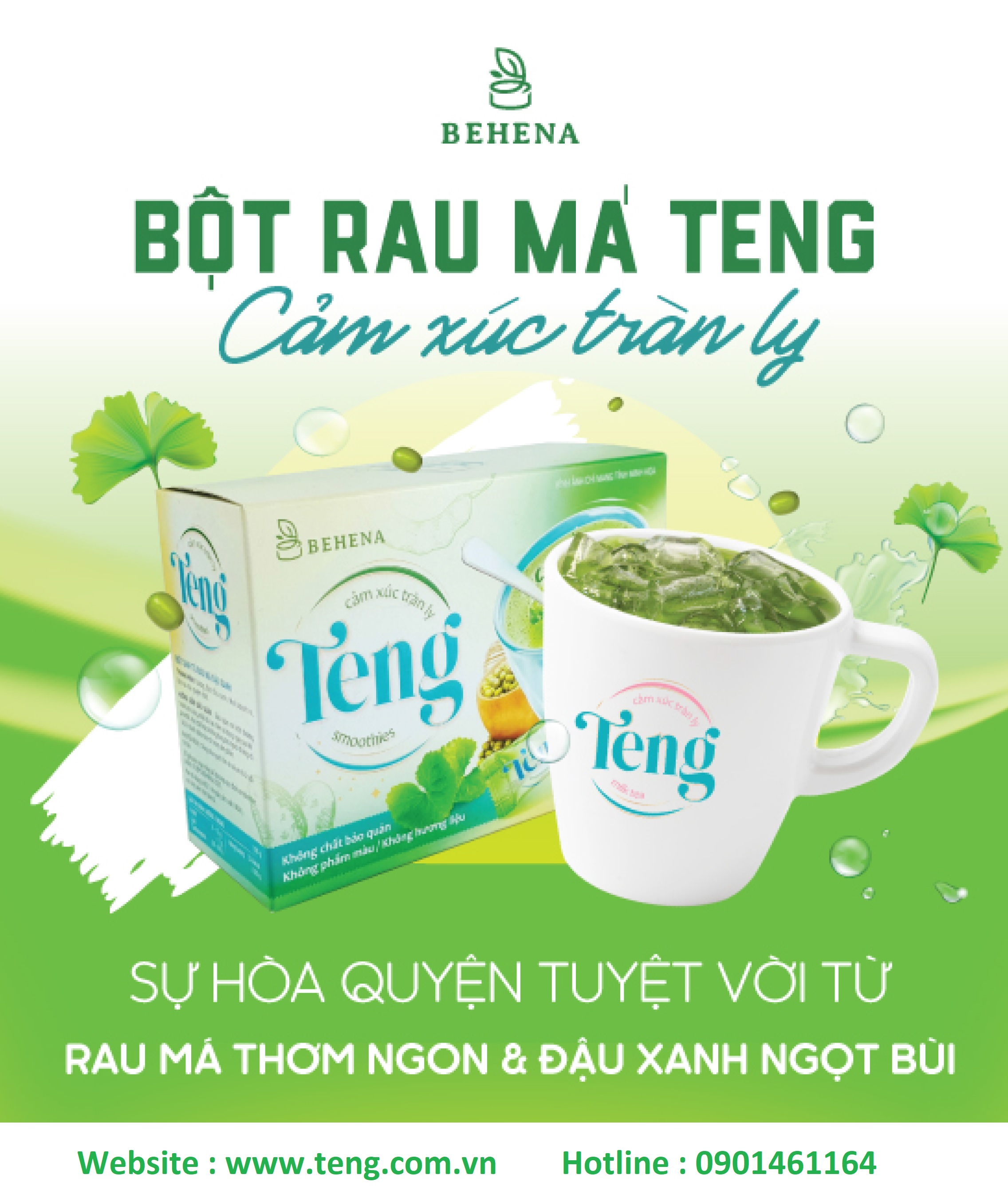 Bột Rau Má Đậu Xanh Teng Behena Chính Hãng