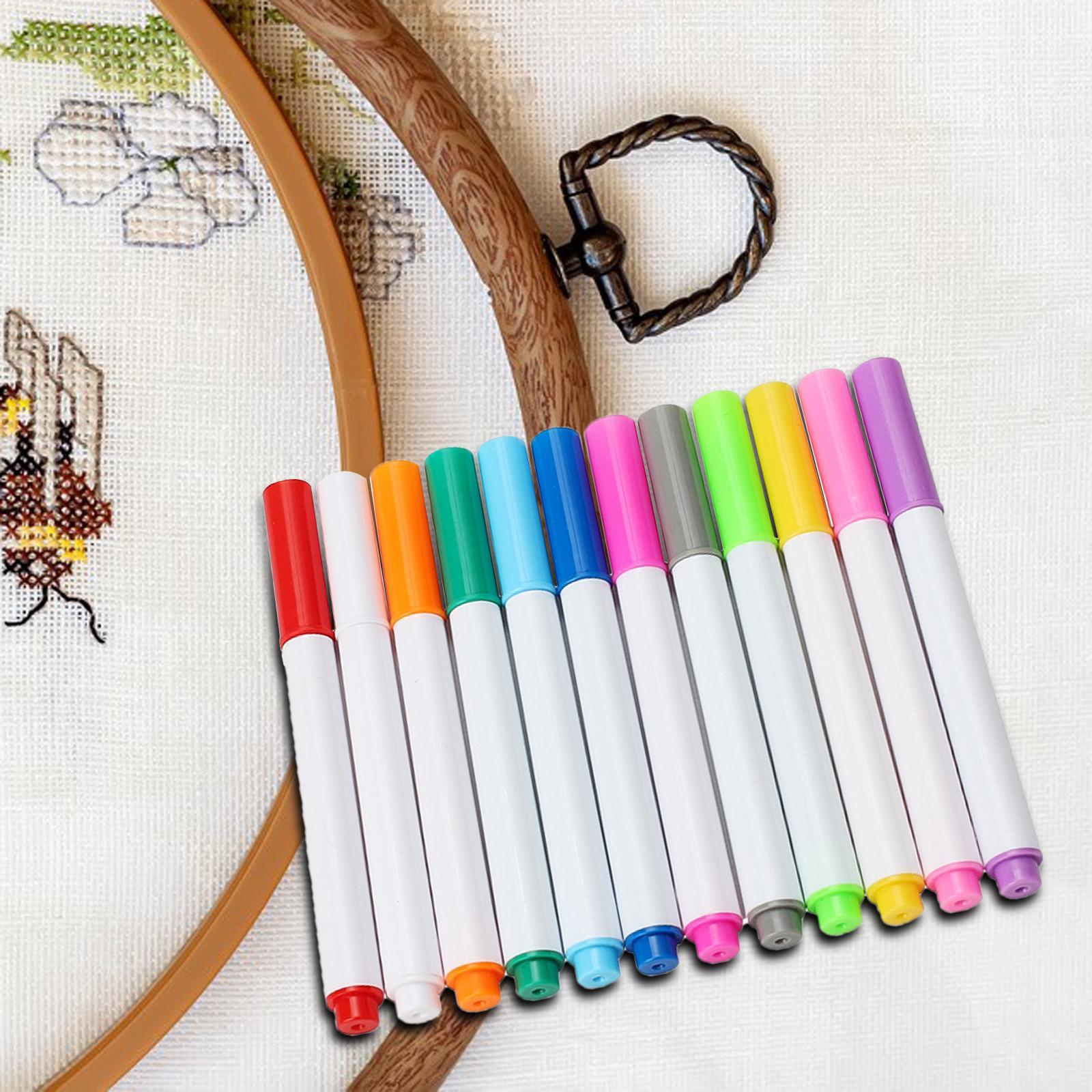 12Pcs Disappearing Ink Fabric Marker Pen Vanishing Air Water Erasable Pen for Sewing Creating Washable Art and Lettering,Temporary Marking