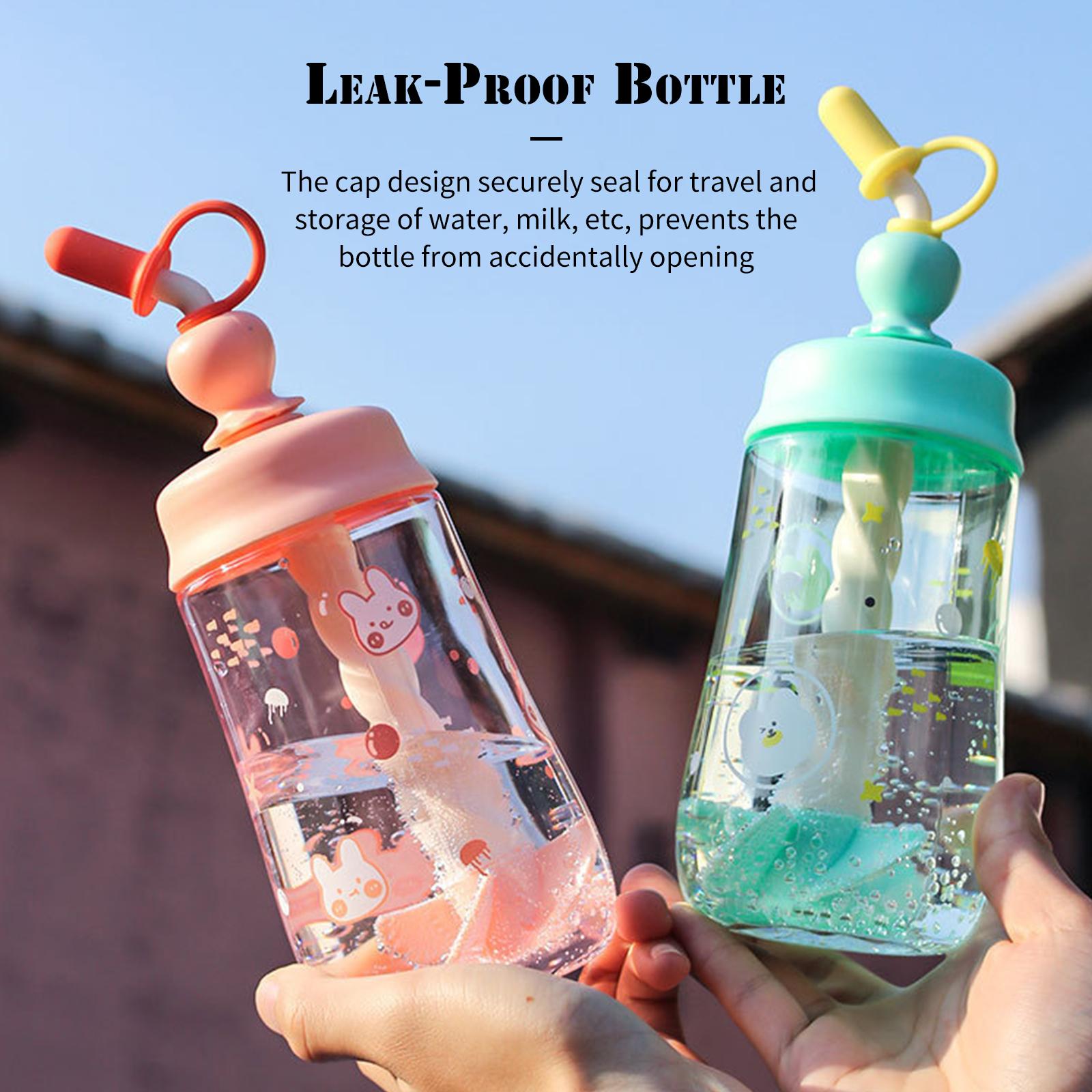 450mL Water Bottle with Straw Leak Proof Coffee Bottle Juice Mix Cup with Rotating Stir Free Juice Shake Mixer Bottles