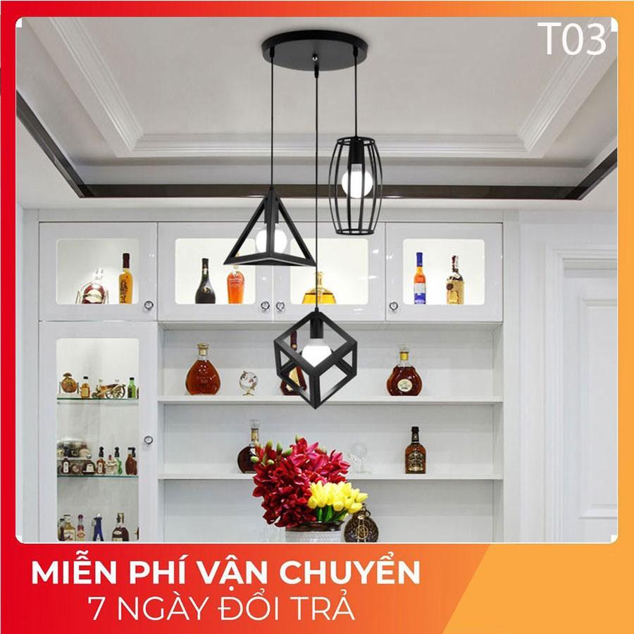 Trần trang trí phòng ăn , bộ đèn thả trần đơn hình tam giác, hình bầu dục -T20