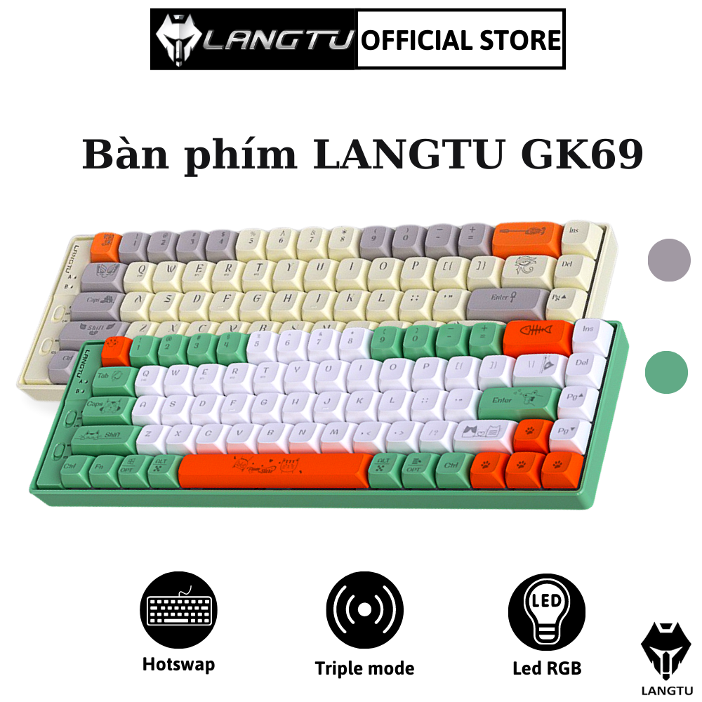 Bàn Phím Máy Tính Cơ Gaming Hotswap Langtu GK69 Triple Mode Không/Có Dây Hàng Chính Hãng