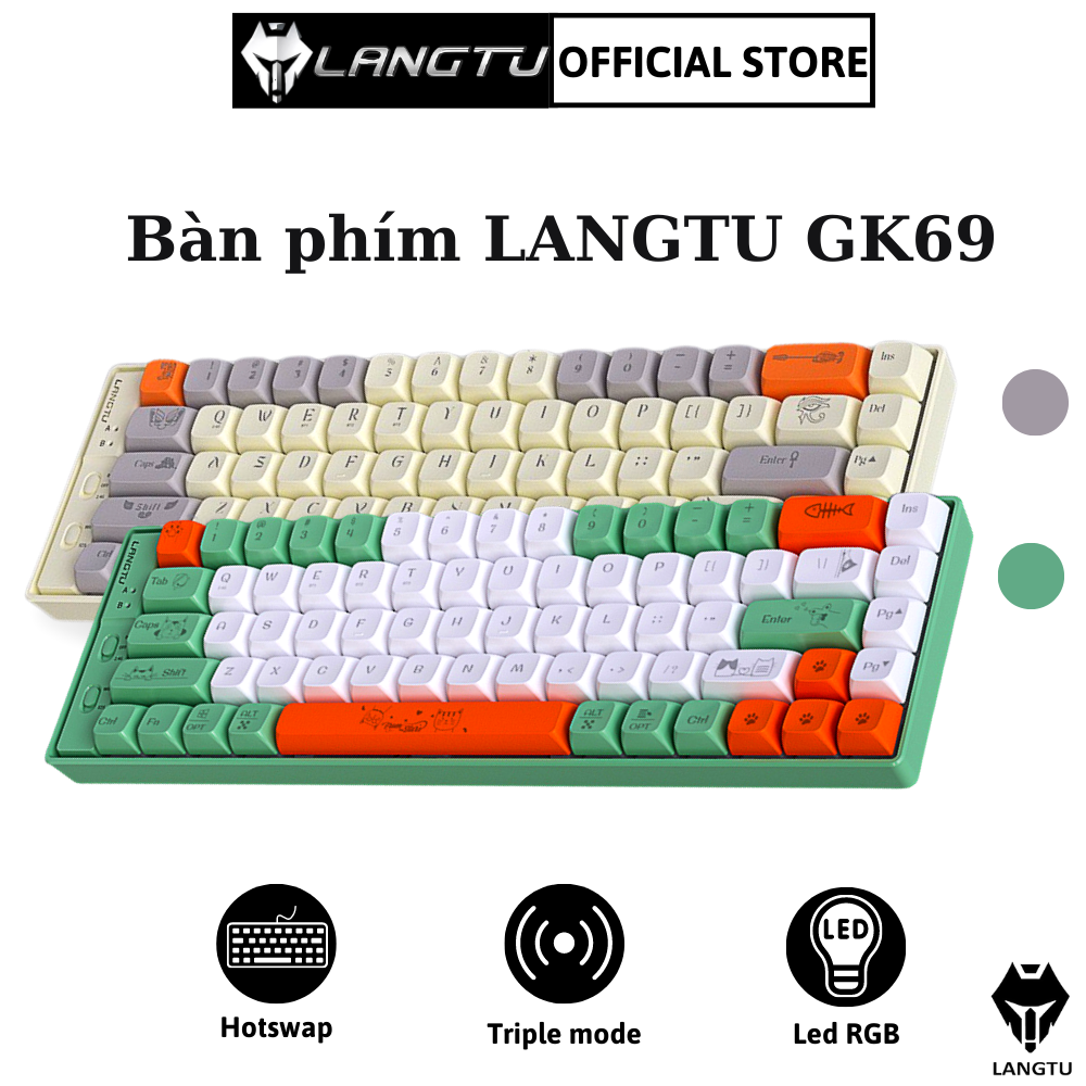 Bàn Phím Máy Tính Cơ Gaming Hotswap Langtu GK69 (Bản GK65 Pro) Triple Mode Không/Có Dây Hàng Chính Hãng