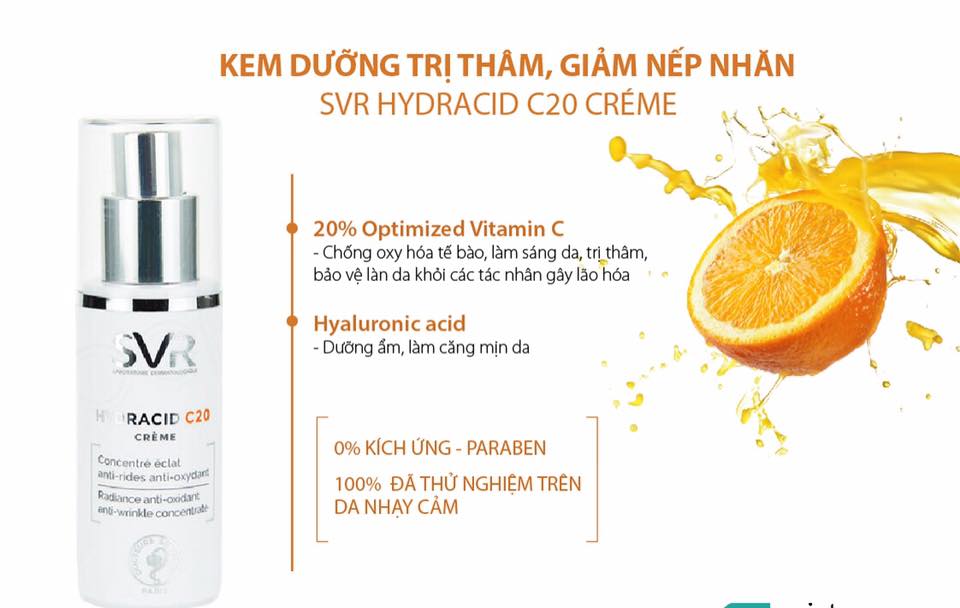 Kem Dưỡng Chống Nhăn Và Làm Sáng Da SVR Hydracid C20 30ml + Tặng Kèm 1 Móc Khóa Hình Tour Eiffel Viền Đỏ