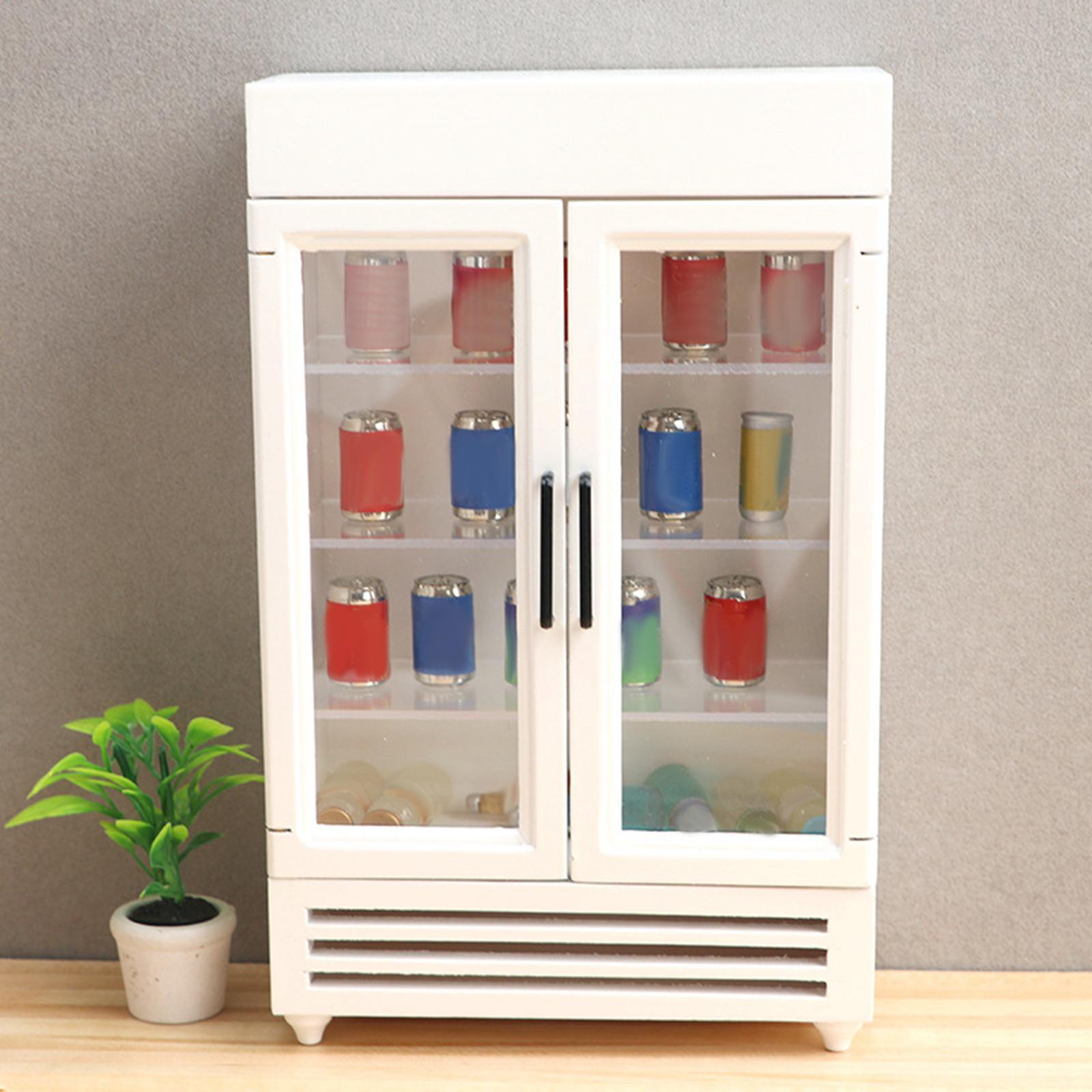 Mini 1/12 Dollhouse Refrigerator Freezer Wooden Furniture for Kids Children