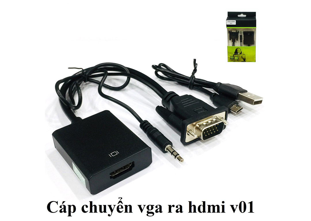 Cáp Chuyển Đổi - Dây Cáp Chuyển Đổi VGA ra HDMi AV Có Âm Thanh - Hàng Xịn, Chất Lượng Tốt