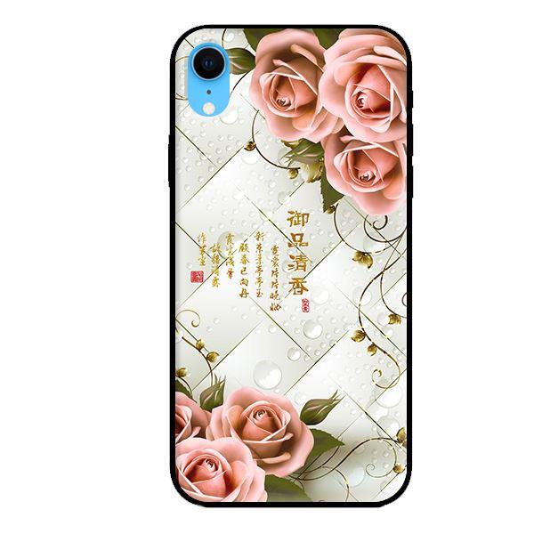 Ốp lưng cho iPhone XR Hoa Hồng Nền Sọc - Hàng chính hãng