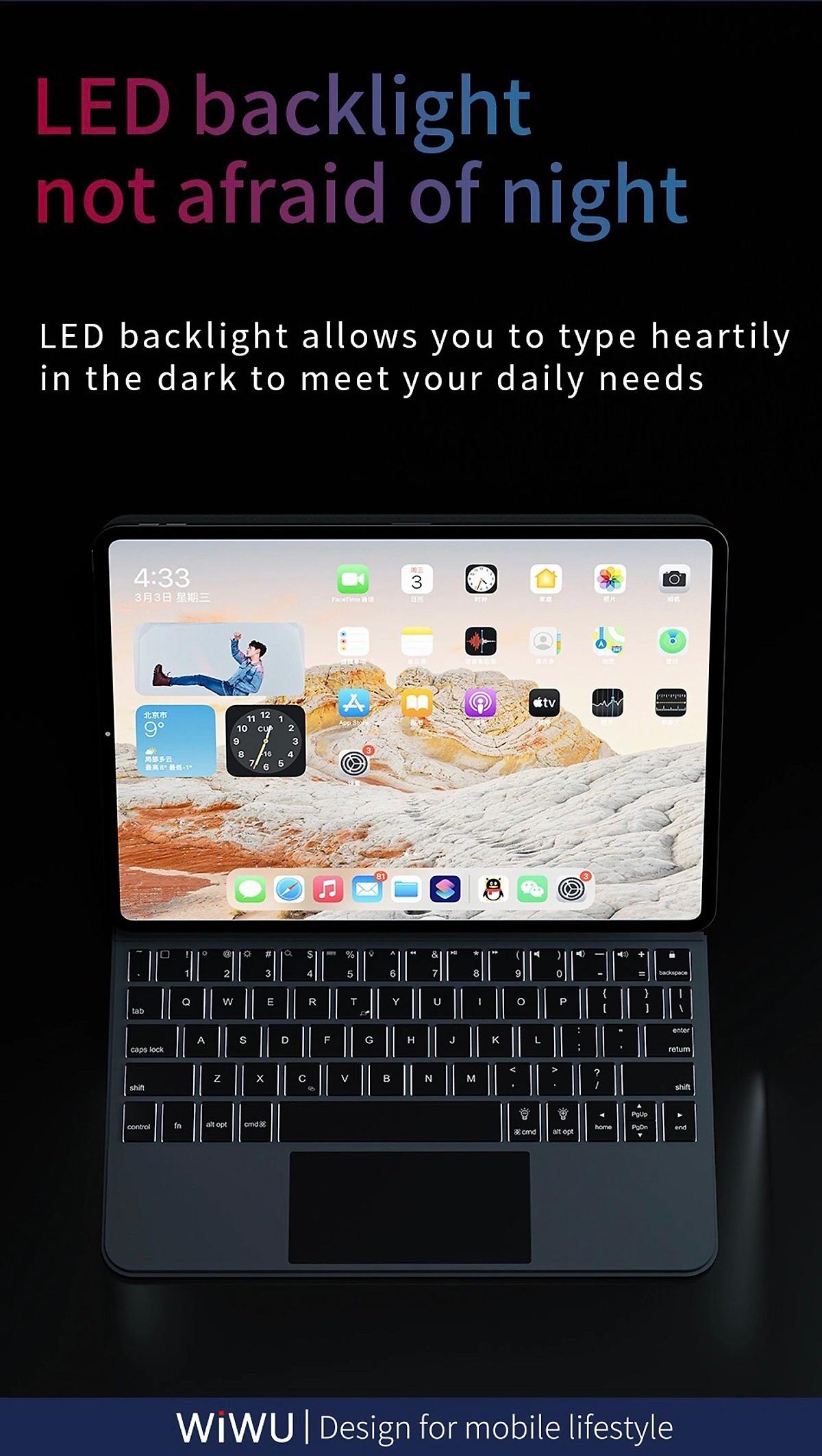 Bao bàn phím Wiwu Magic Keyboard MK109 cho iPad Pro 13 inch M4 2024 có cảm ứng nguồn hiển thị pin thời gian thực, tích hợp nam châm - Hàng chính hãng