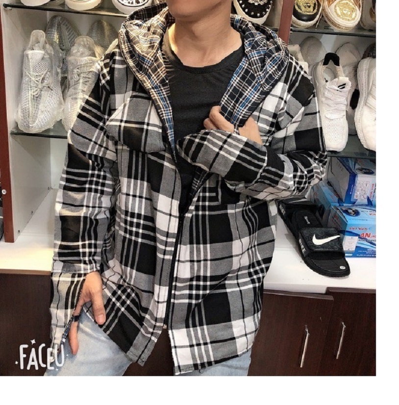 Áo chống nắng họa tiết KẺ KARO cho nam, thời trang tiện lợi