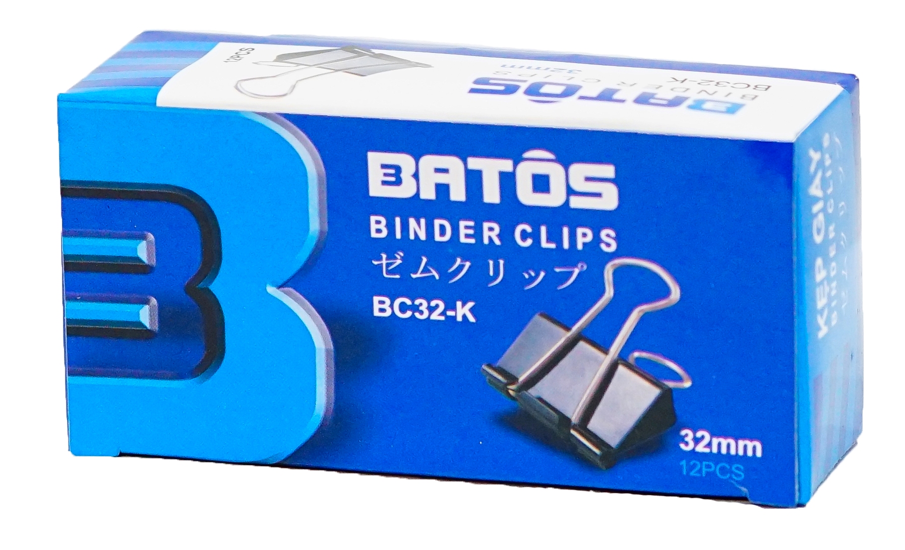 Kẹp bướm đen Batos 32mm PC-32K - set 12 hộp, hộp 12 chiếc, kẹp sắt đen sơn tĩnh điện, chống gỉ