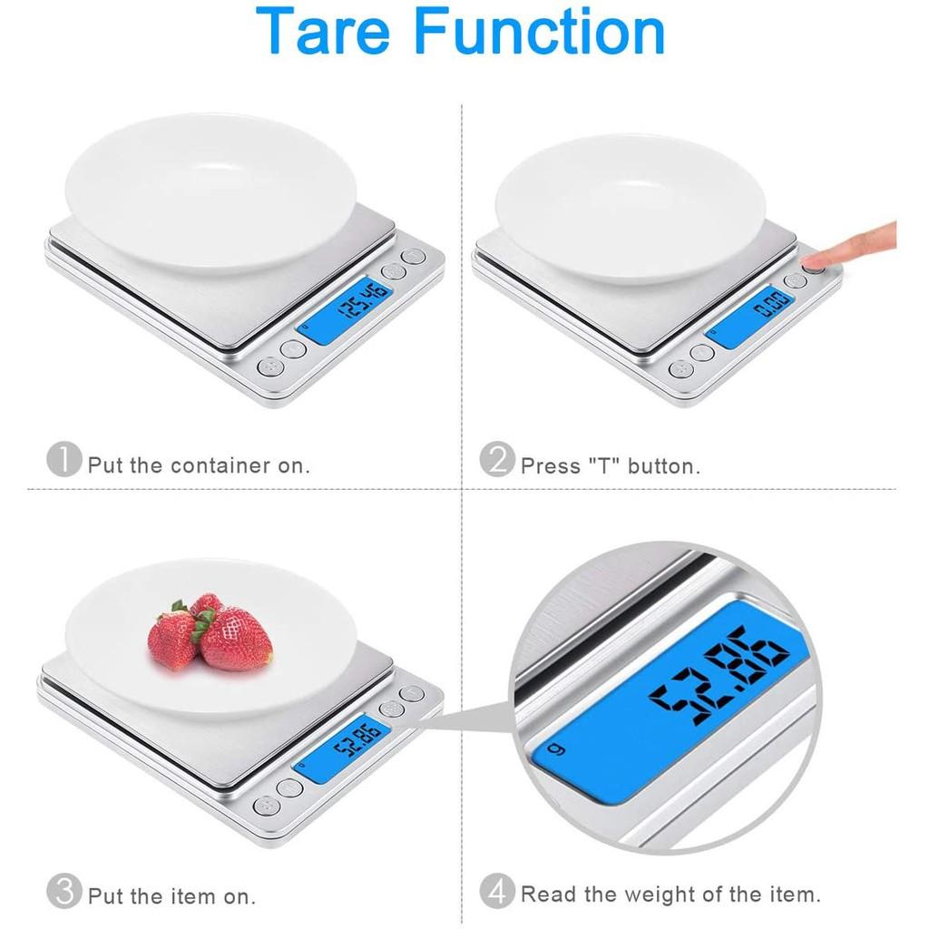 Cân điện tử cân nhà bếp độ chính xác cao i2000 5000g 1kg 3kg dùng pin sạc