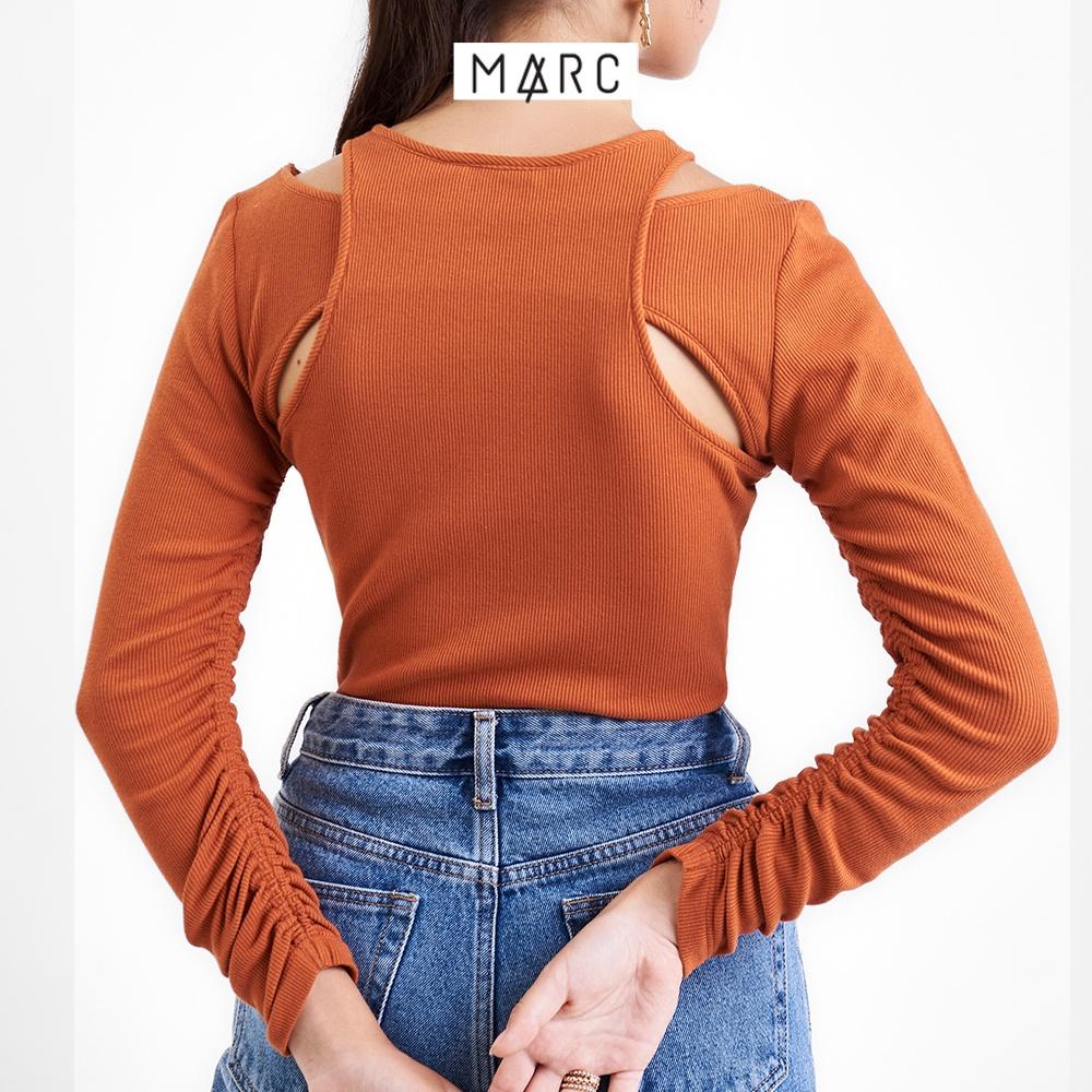 Áo thun kiểu khoét vai nữ MARC FASHION cutout tay dài rút nhún FASH090522