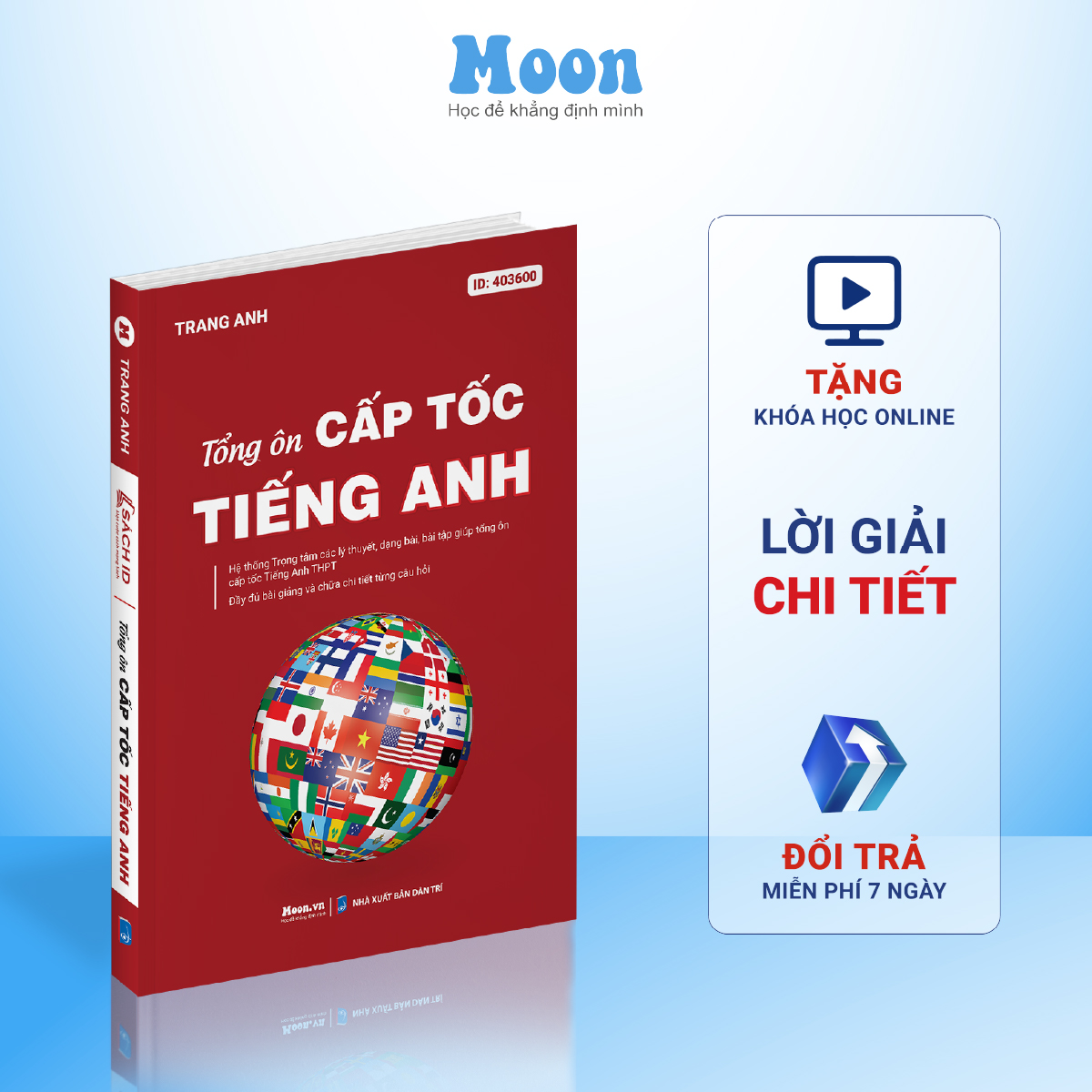 Sách ID Tổng Ôn Cấp Tốc Tiếng Anh luyện thi đánh giá năng lực, ôn thi THPT quốc gia Moonbook