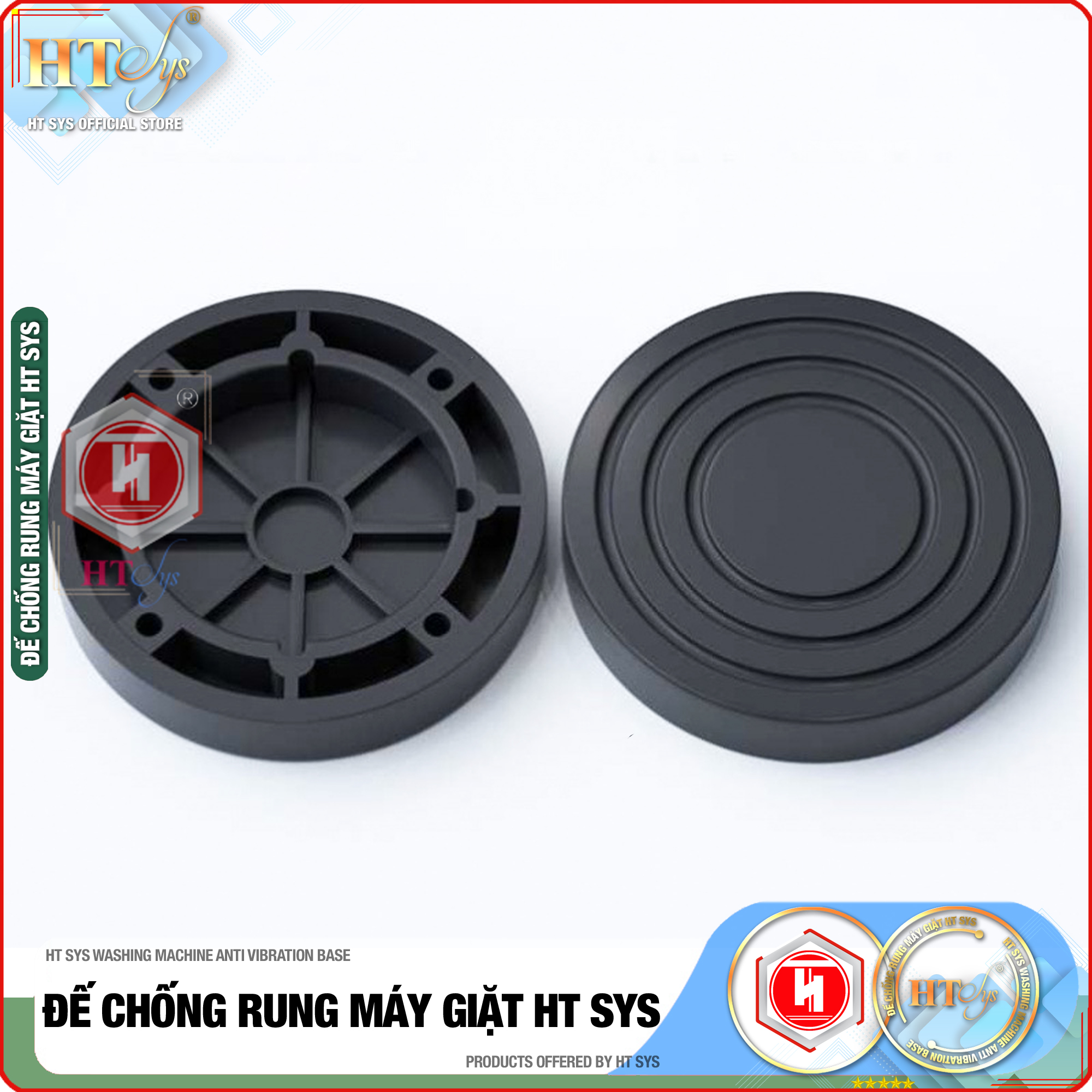 Đế Chống Rung Máy Giặt HT SYS - Chất Liệu TPU và PP Cao Cấp - Đế Chống Rung, Chống Ồn, Chống Trơn Trượt - Hàng Chính Hãng