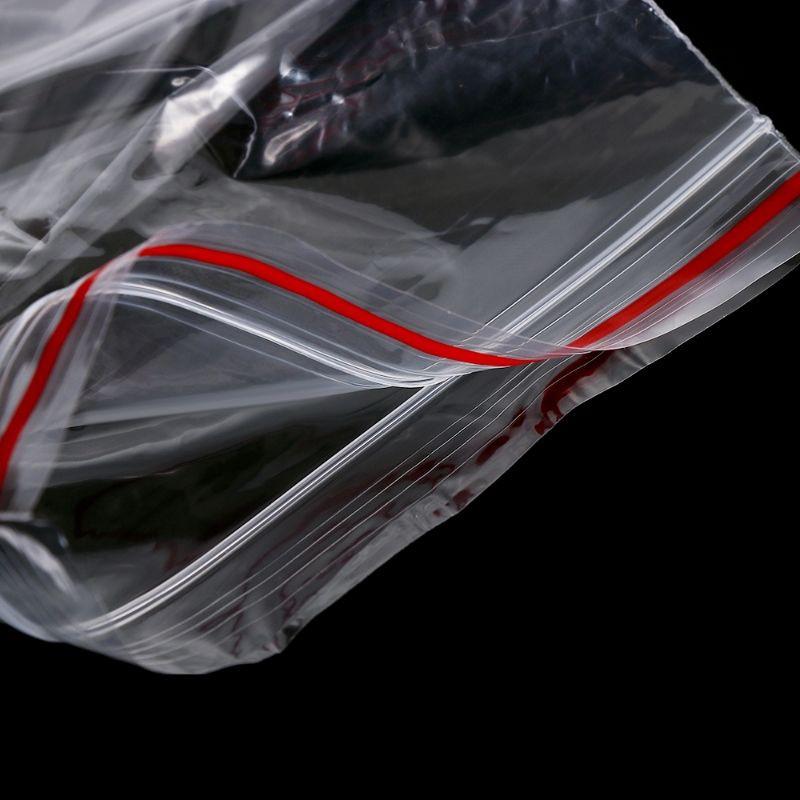 200g Túi Zip nilon trong suốt , loại dày đẹp chỉ đỏ size 10×14 cm và 15×20cm