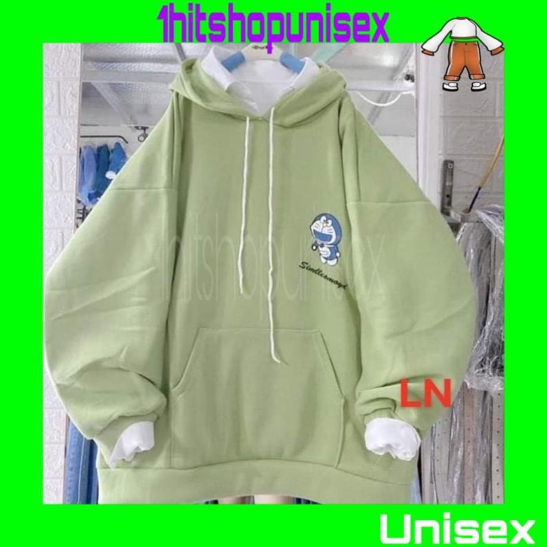 Áo hoodie logo mèo xanh DA35 unisex siêu ấm