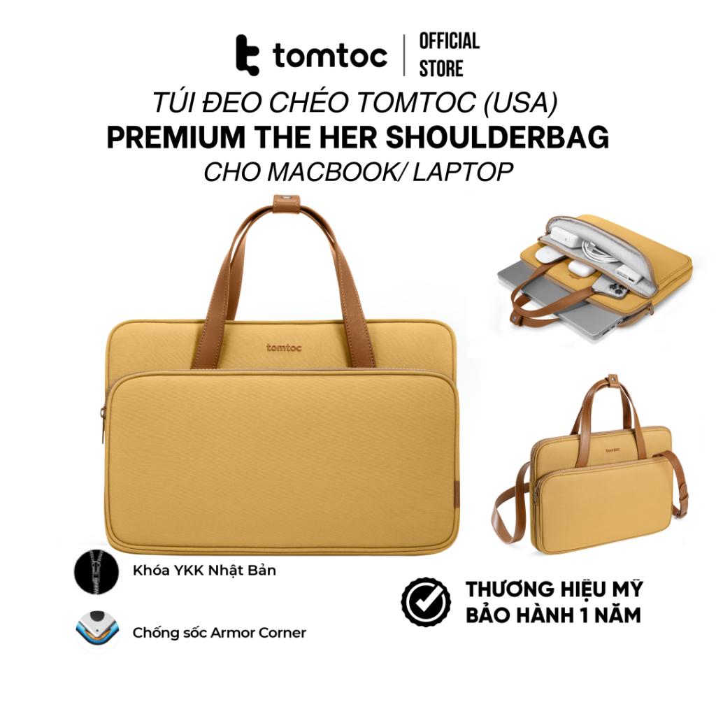 Túi đeo chéo Tomtoc Premium Theher ShoulderBag cho Macbook và Laptop 13&quot;14&quot; - Hàng chính hãng