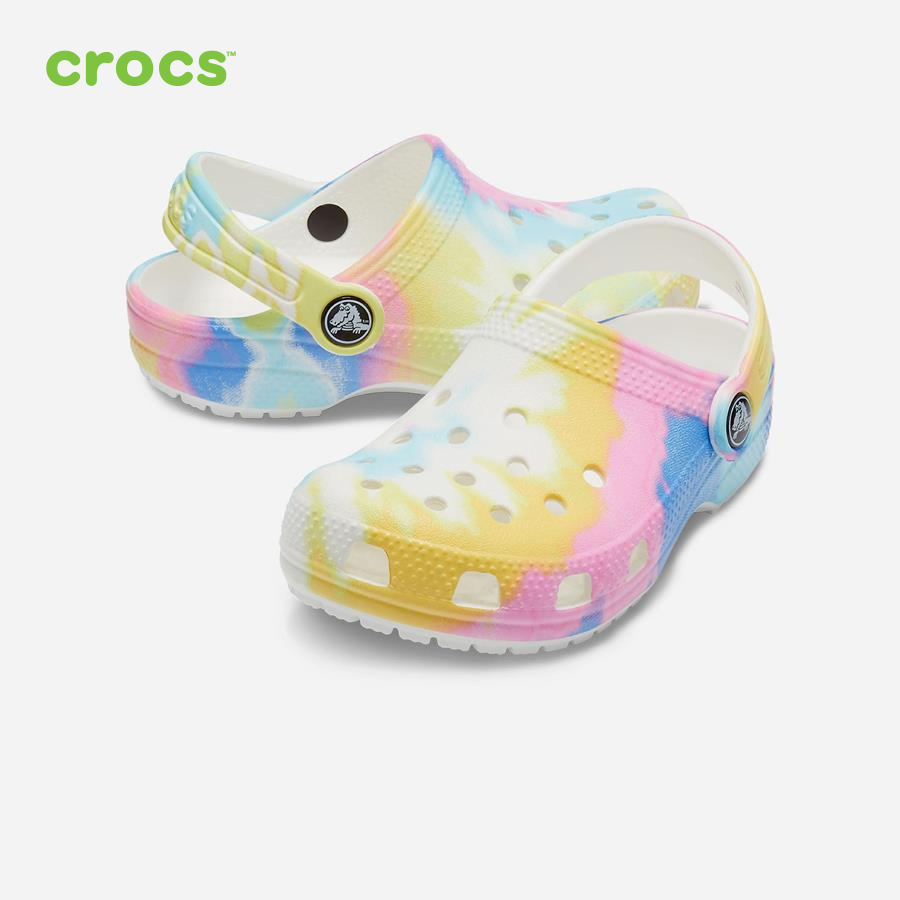 Giày lười trẻ em Crocs FW Classic Clog Toddler Tie Dye Graphic Whi/Mlti - 206994-94S