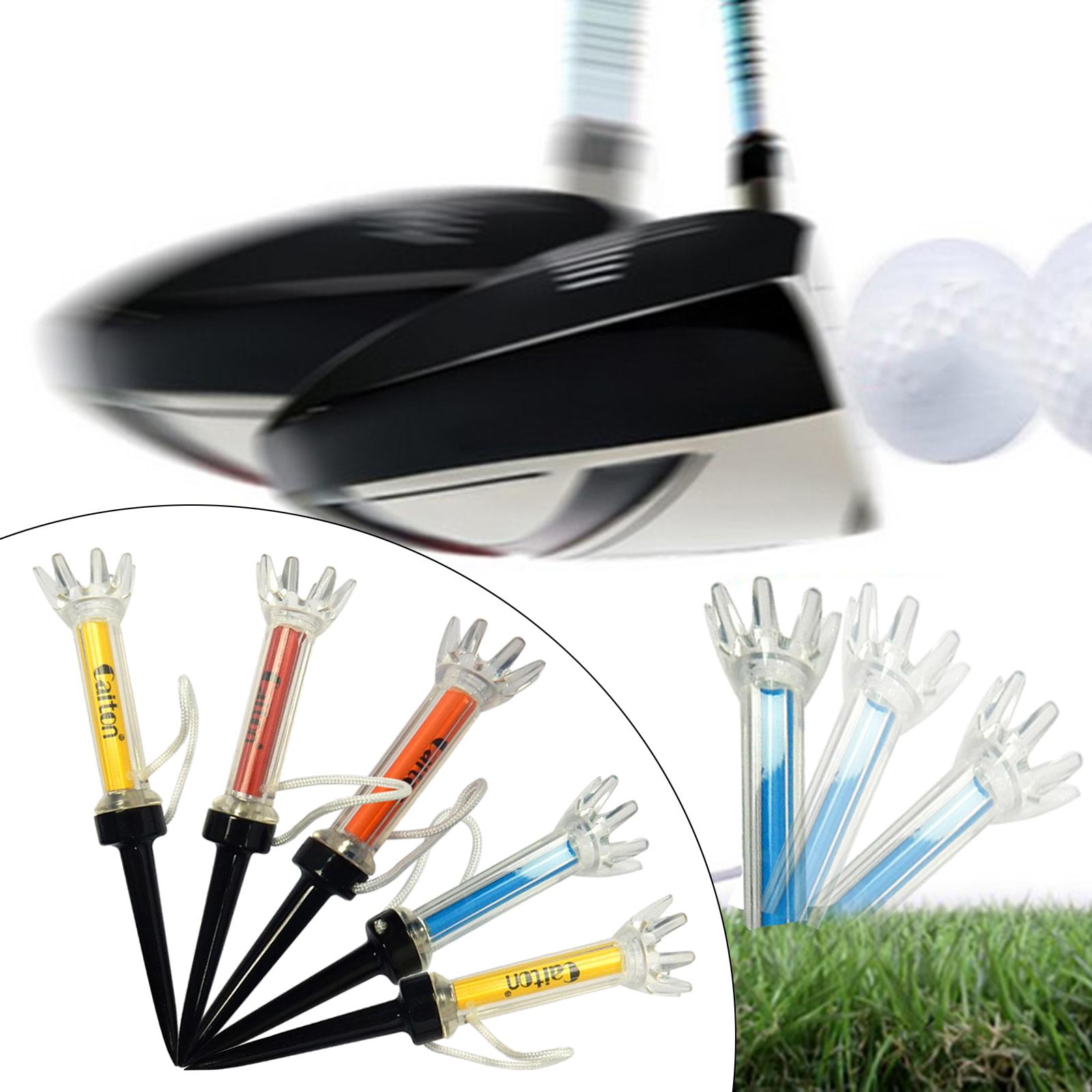 Golf Tee Set, 5pcs Magnetic Golf Tees Plastic Golf Tees Pre-set Golf Tees with Built-in Spring Golf Hitting Training Aids Tool