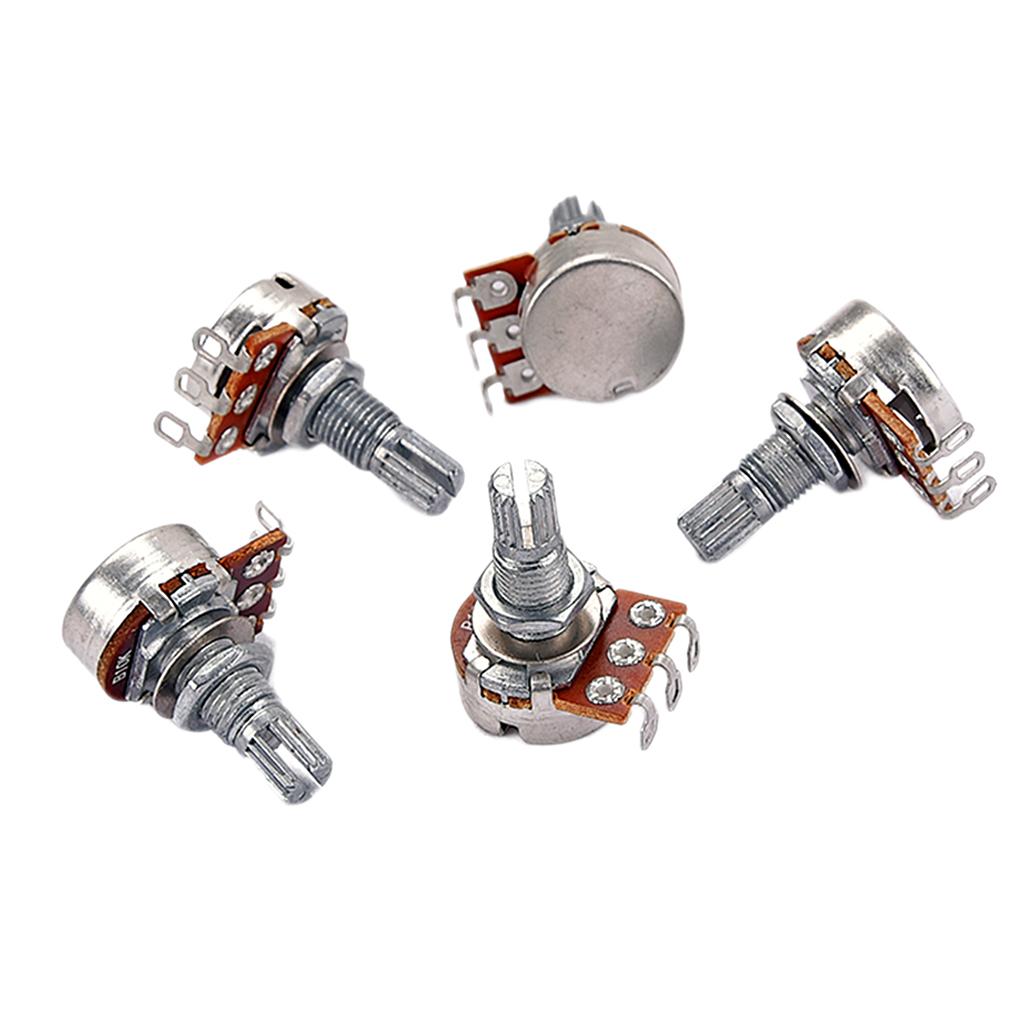 5 Pieces Long Shaft Guitar Potentiometer Pot for Musical Instrument Parts