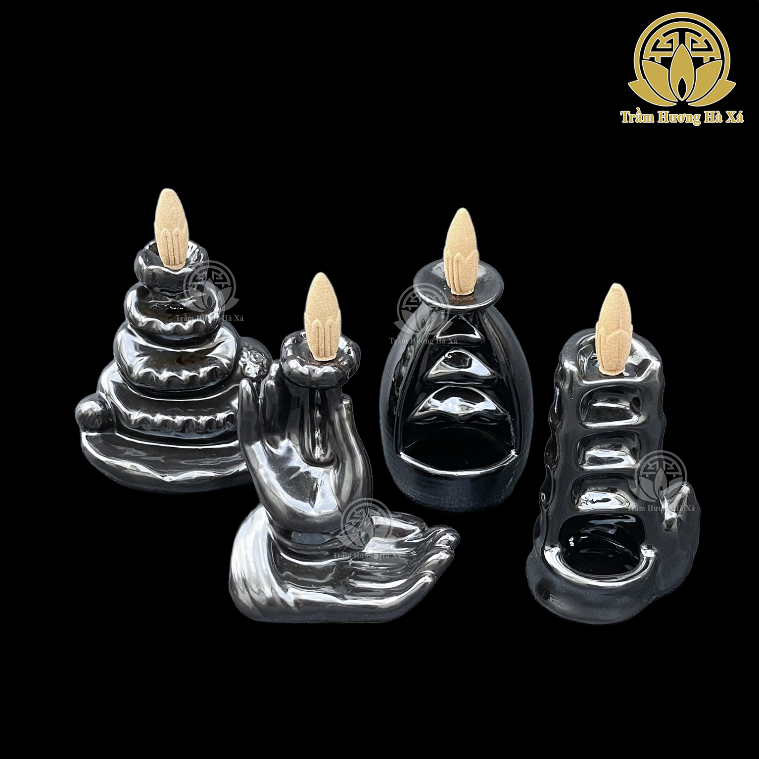 Thác khói xông đốt trầm hương phong thủy bằng sứ tạo khói ngược thu hút tài lộc Trầm Hương Hà Xá
