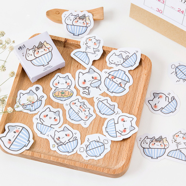 Hộp 45  Miếng Dán Sticker Trang Trí Mèo Tô Nhật Bản