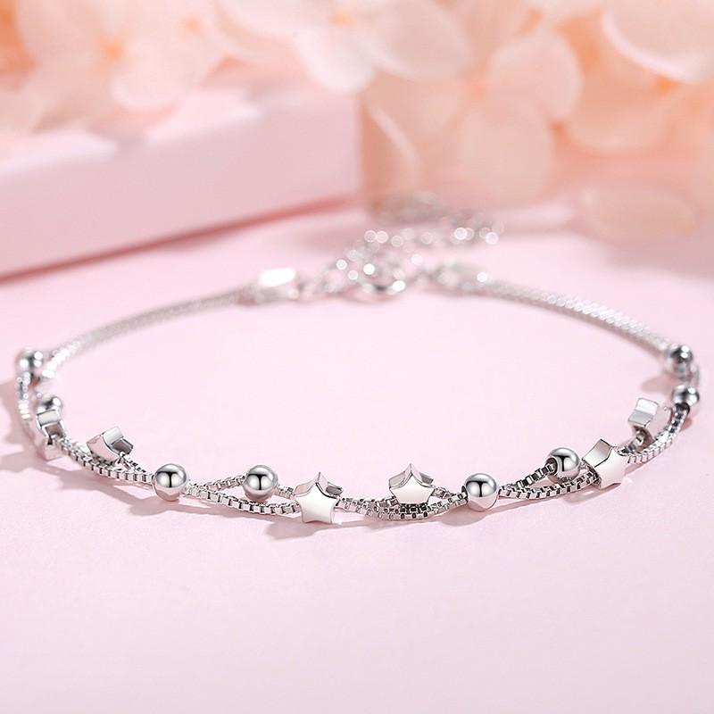 Siêu phẩm Vòng tay nữ bạc Ý s925 hai lớp ngôi sao S0074 - AROCH Jewelry