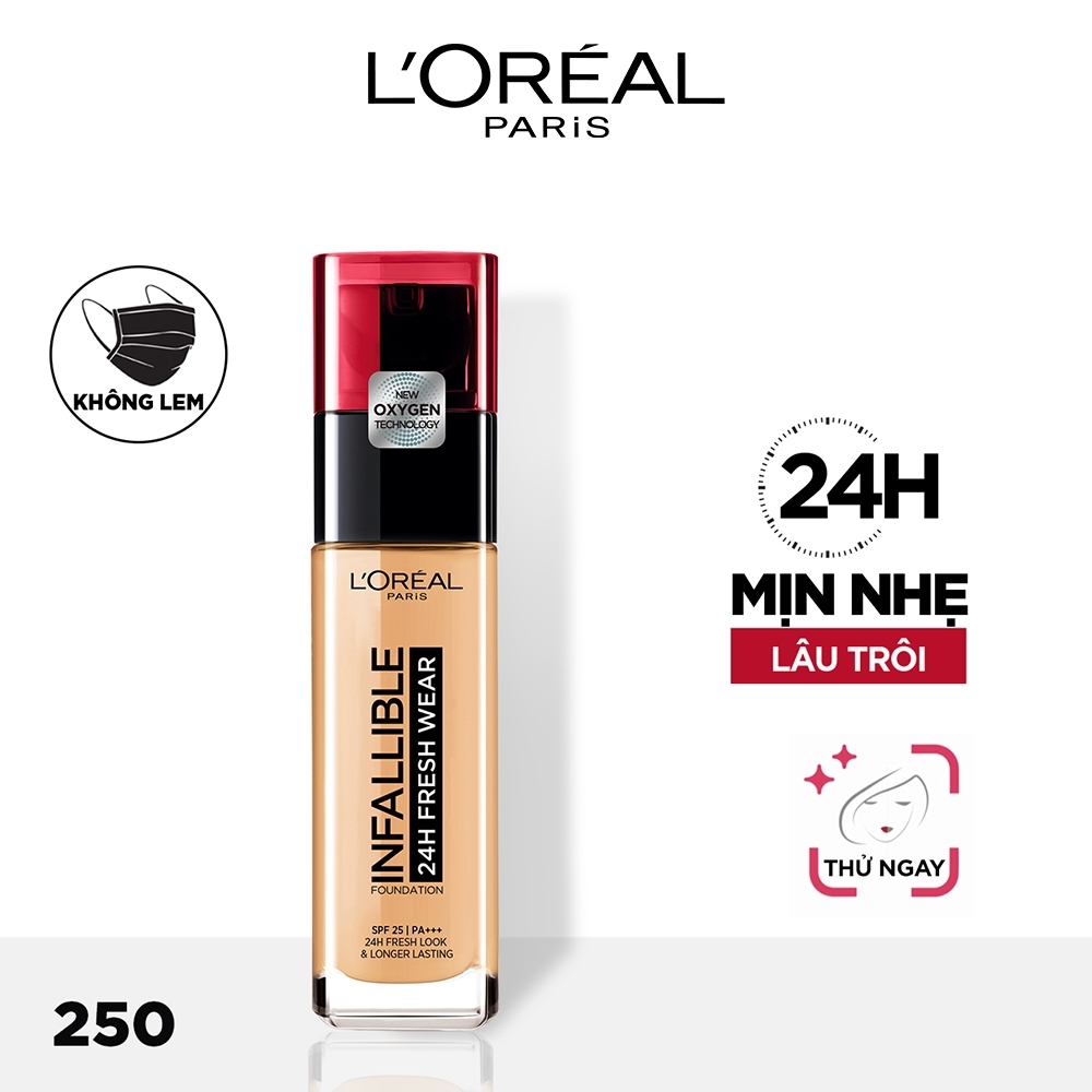 Kem nền 24h mịn nhẹ lâu trôi L'oreal Paris Infallible 24h Fresh Wear Liquid Foundation 30ml