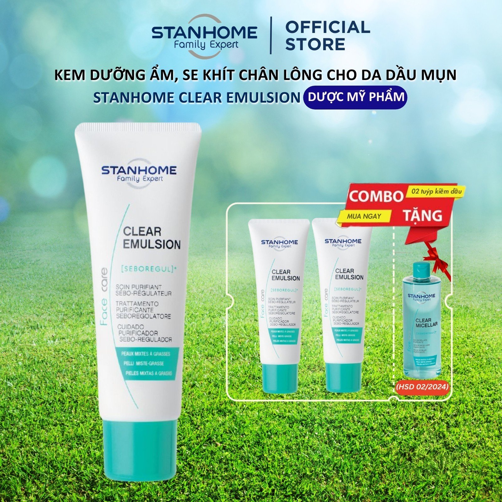 Kem Dưỡng Ẩm Kiềm Dầu, Se Khít Chân Lông Cho Da Dầu Mụn Stanhome Clear emulsion 40ml