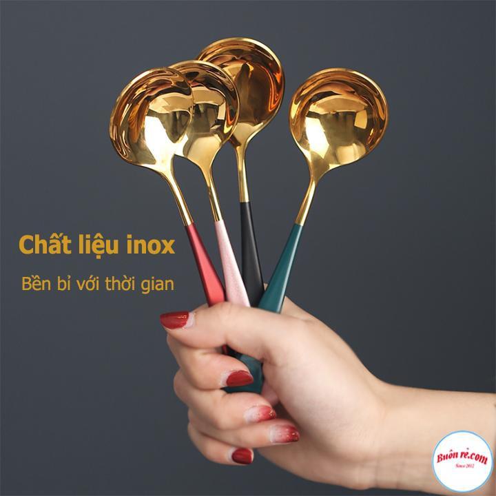 Thìa Inox Mạ Vàng Cán Dài Nhiều Mầu Sang Trọng-00945