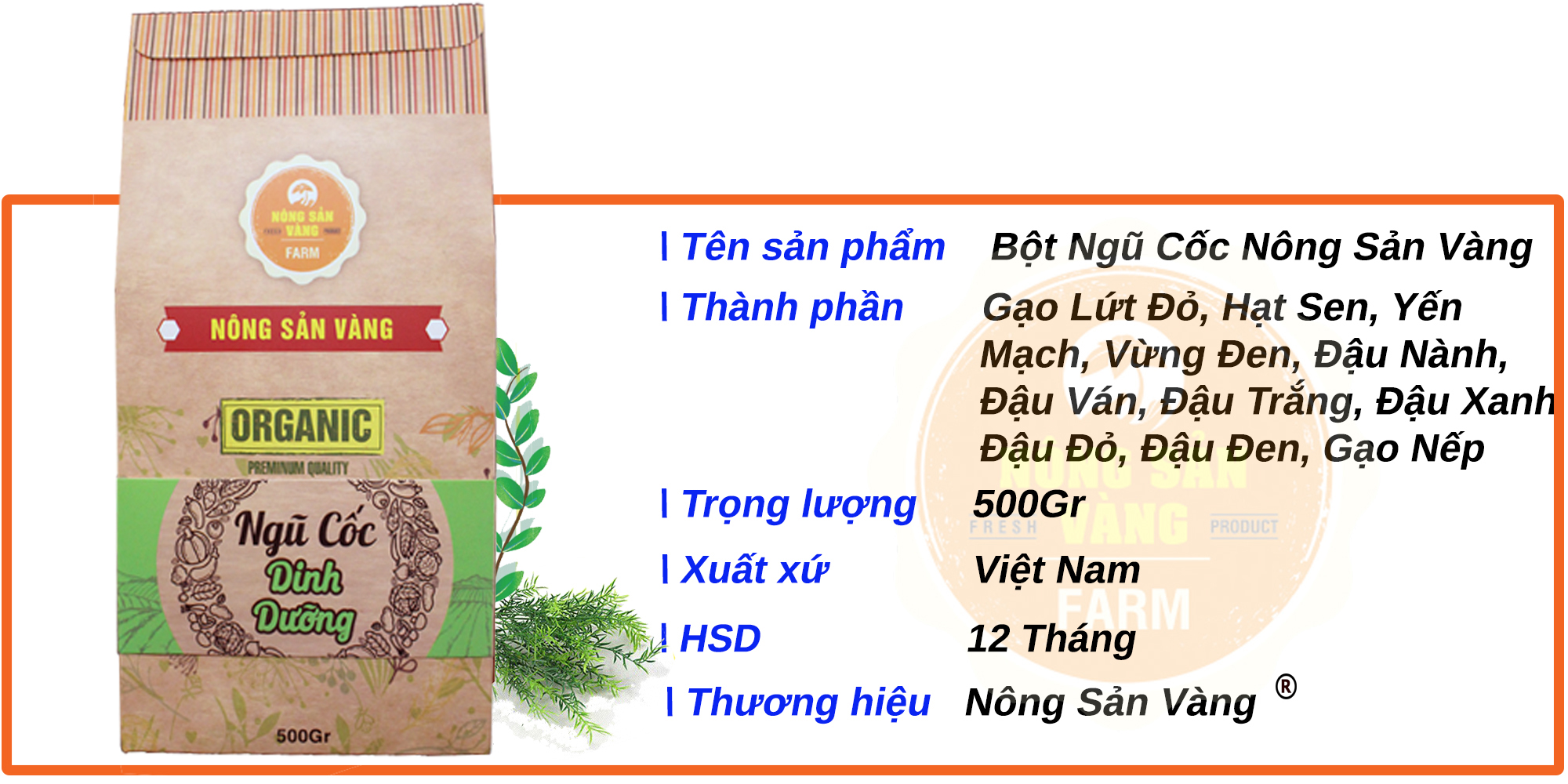  Bột ngũ cốc 500gr - Thực phẩm chức năng dành cho người ăn kiêng, tiểu đường - Nông Sản Vàng