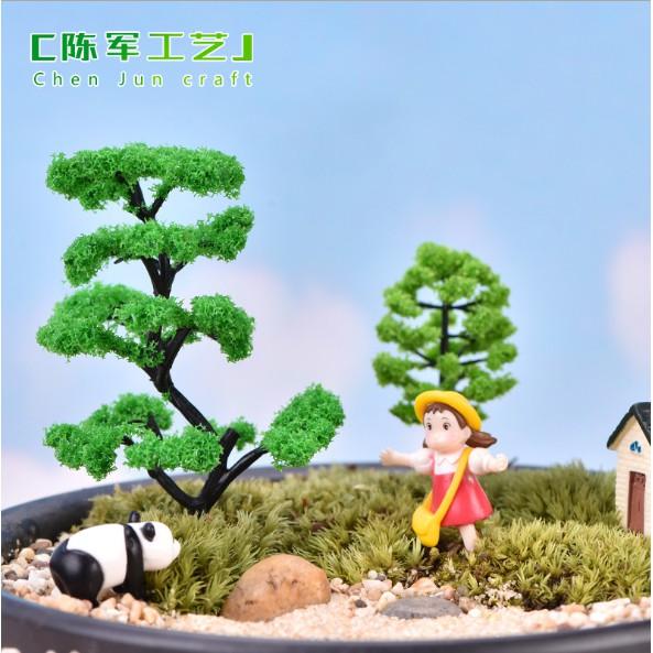 Mẫu mô hình cây xanh dáng uốn lượn bonsai cao 8-9-11cm trang trí tiểu cảnh, DIY