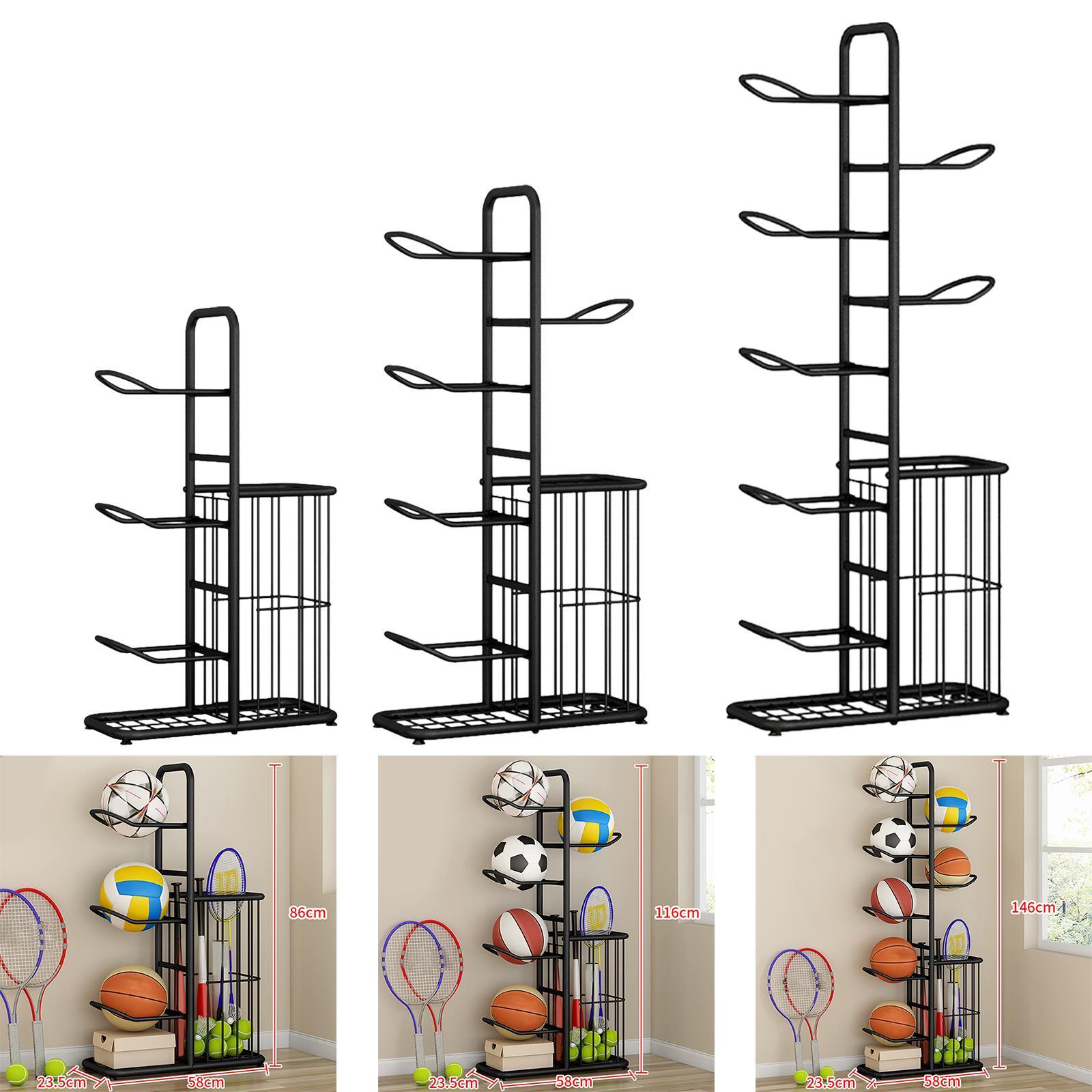 Metal Ball Storage Holder Freestanding Basketball Storage Rack for Soccer