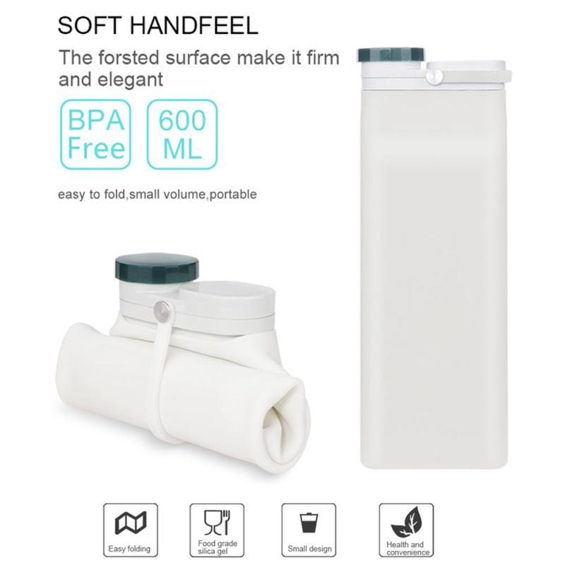 600ml Collapsible Silicone Drink Water Bottle Folding Kettle Cup Travel Sports Drink Water Bottle Kettle Outdoor