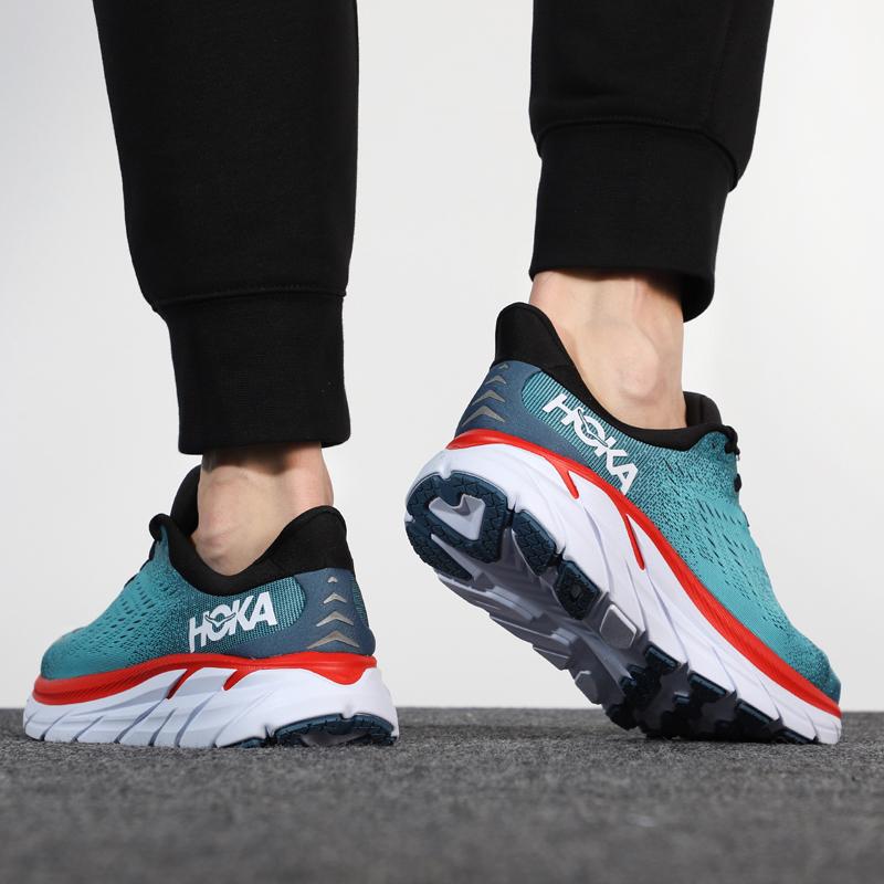 HOKA Clifton8 Sneakers Nam Chạy Bộ Giày Thể Thao Sneaker Thoáng Khí Không Lưới Tập Gym Thun Đan Mũi Giày Tennis Color: Ice Blue Shoe Size: 36