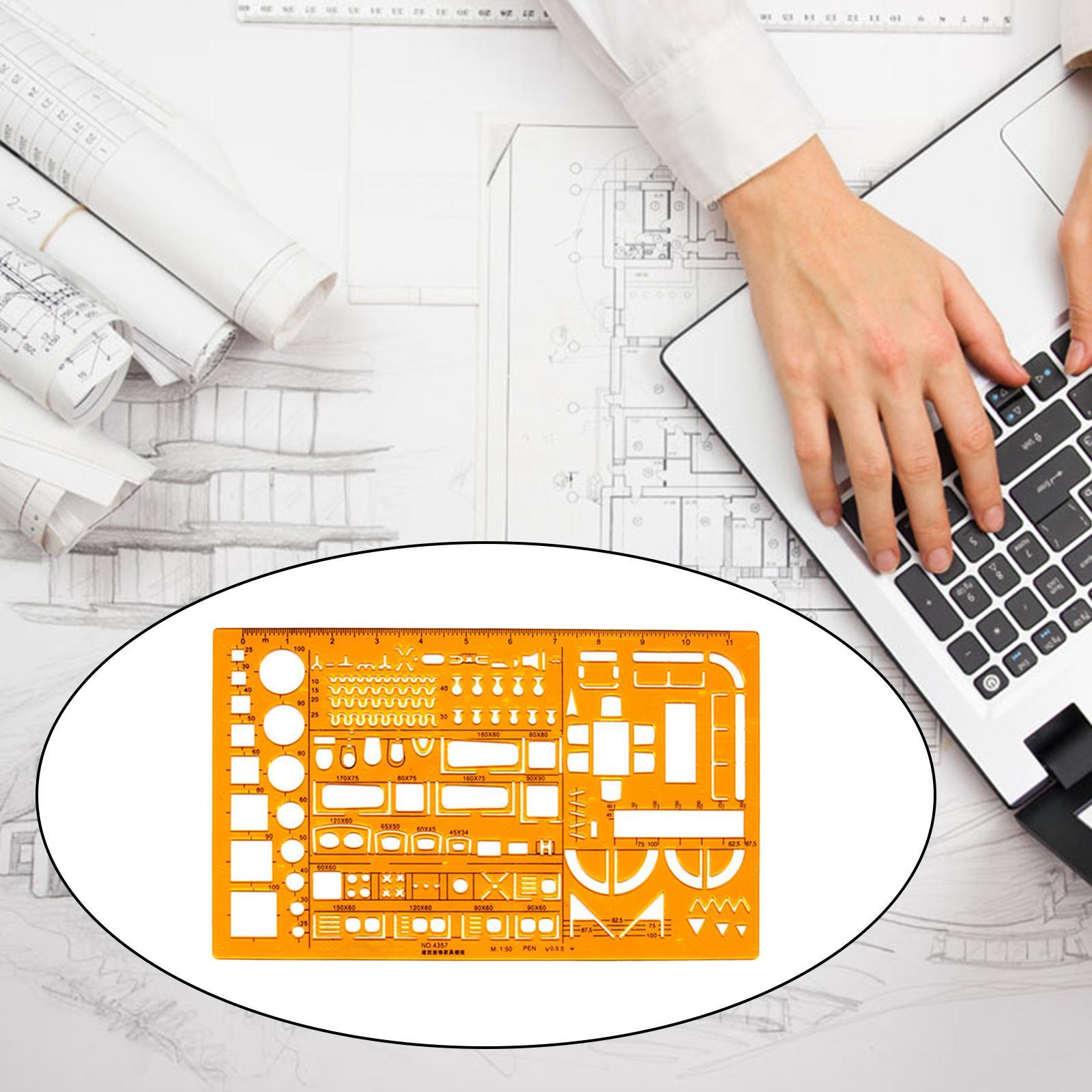 Architecture Templates Ruler Stencil Drafting Tools 1:50 Scale Measuring