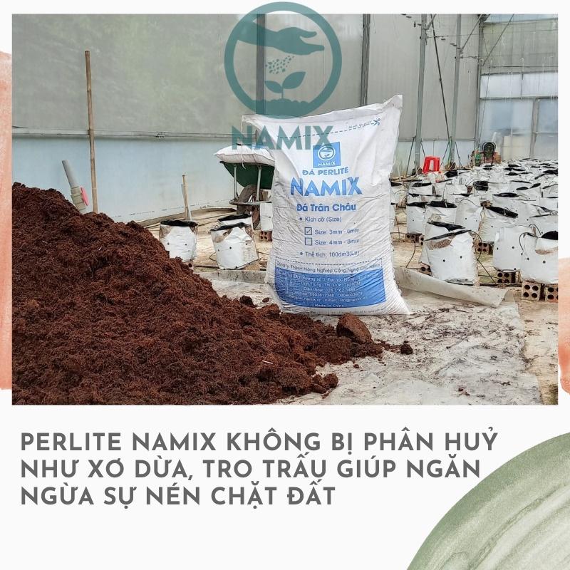 Đá Perlite Namix Bao đầy 100L (khoảng 10kg) / Đá trân châu - Giá thể nhẹ, cao cấp trồng cây hoa chậu nhà phố