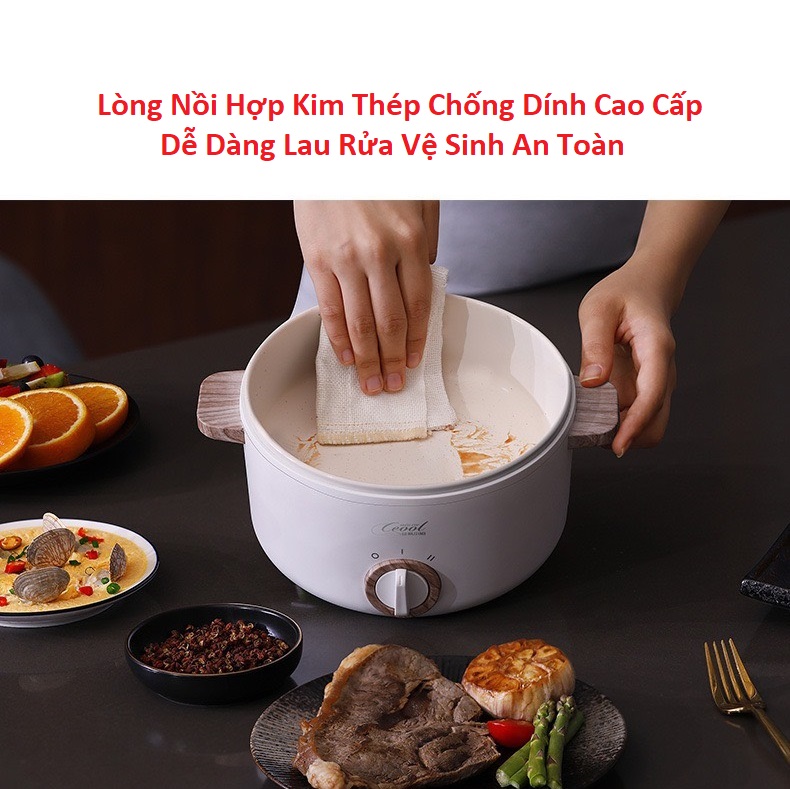 Nồi Điện Đa Năng 1.5L Nấu lẩu đa năng phù hợp văn phòng ký túc xá sinh viên - Hàng Chính Hãng