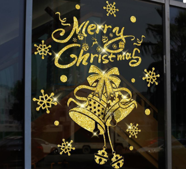 Decal trang trí Noel - Cặp chuông vàng lấp lánh