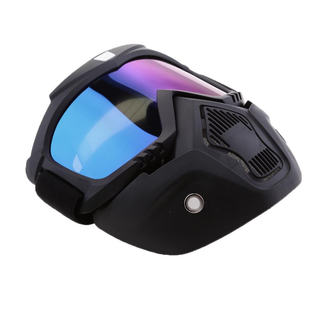 2x Motorcycle Riding Helmet Windproof Face Mask Detachable Goggles Colorful
