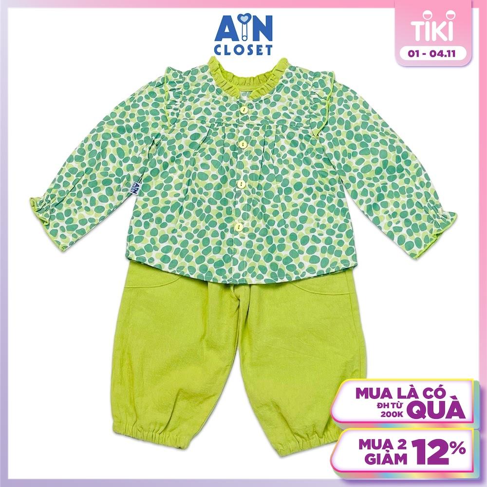 Bộ quần áo dài bé gái họa tiết Đốm xanh lá cotton - AICDBGKDXKO9 - AIN Closet